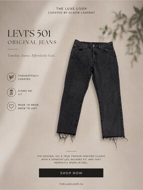 Levi's Black Straight Leg 501 Jeans